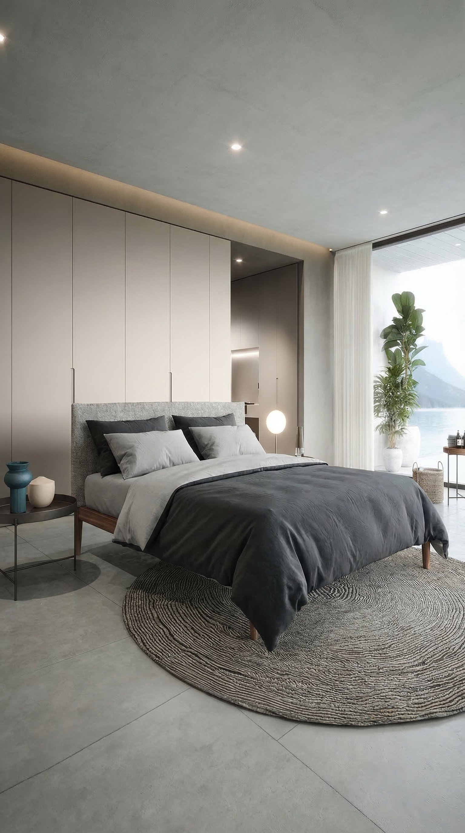 Modernes Schlafzimmer mit zweifarbiger Wendebettwäsche in Grau Modernes Schlafzimmer mit zweifarbiger Wendebettwäsche in Grau